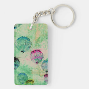 Cute, rustic, digital art round brush strokes key ring