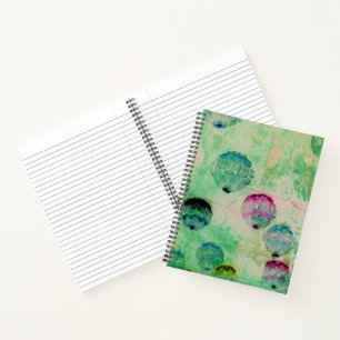 Cute, rustic, digital art round brush strokes notebook
