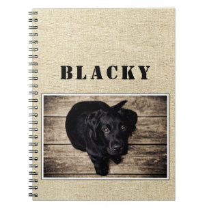 Cute Rustic Dog Puppy Photo with Name Notebook