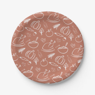 Cute Rustic Fall Autumn Thanksgiving Harvest  Paper Plate