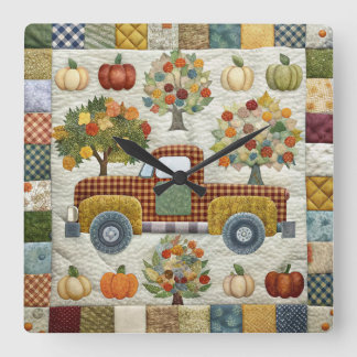 Cute Rustic Fall Pickup Truck Wall Clock