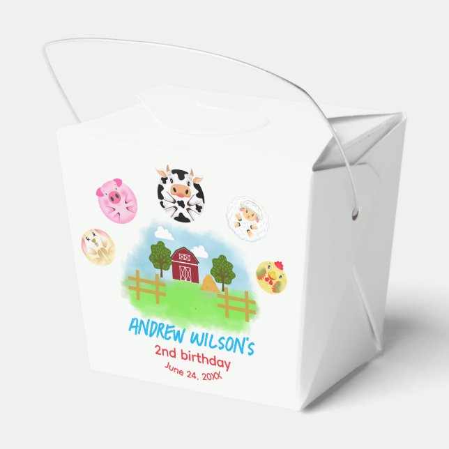 Cute Rustic Farm Party Animals Ready to Play Balls Favour Box (Back Side)