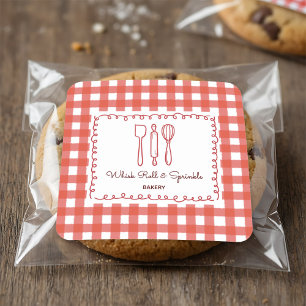 Cute Rustic Farmhouse Gingham Bakery Labels