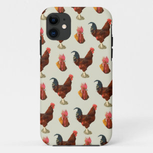 Cute Rustic Farmhouse Watercolor Rooster Chicken Case-Mate iPhone Case