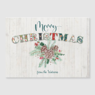 Cute Rustic Floral Merry Christmas Typography