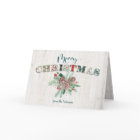Cute Rustic Floral Merry Christmas Typography