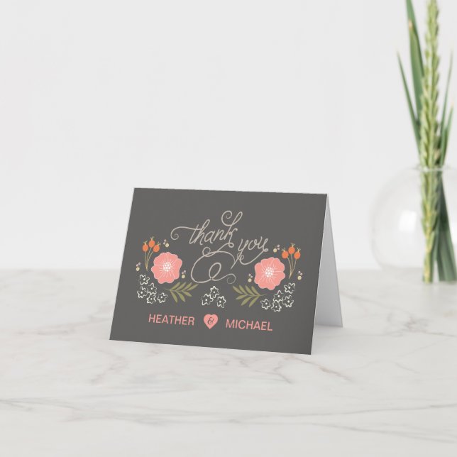 Cute Rustic Floral Thank You Cards (Front)