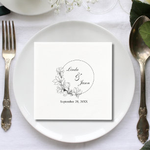 Cute Rustic Floral Wreath Personalised Wedding Napkin