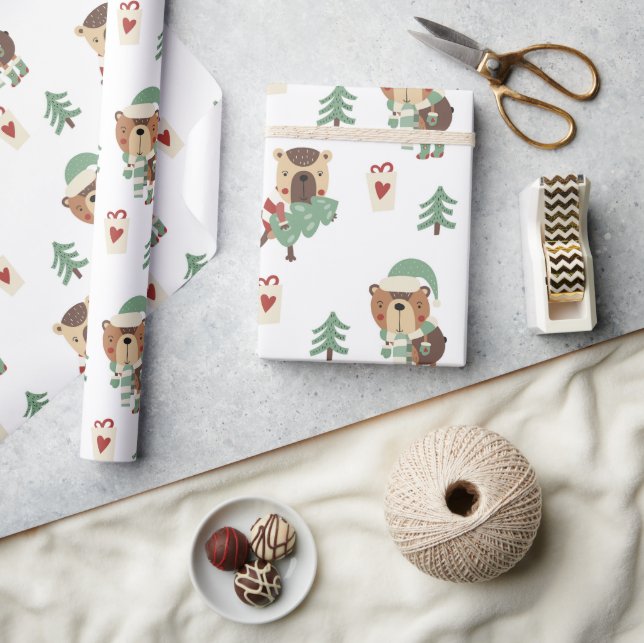 Cute Rustic Forest Animals Christmas Holiday Wrapping Paper (Crafts)