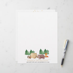 Cute Rustic Forest Woodland Animal  Custom Letterhead
