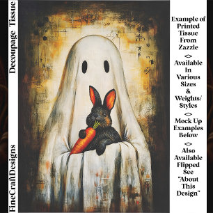 Cute Rustic Halloween Ghost & Bunny FS4L Decoupage Tissue Paper