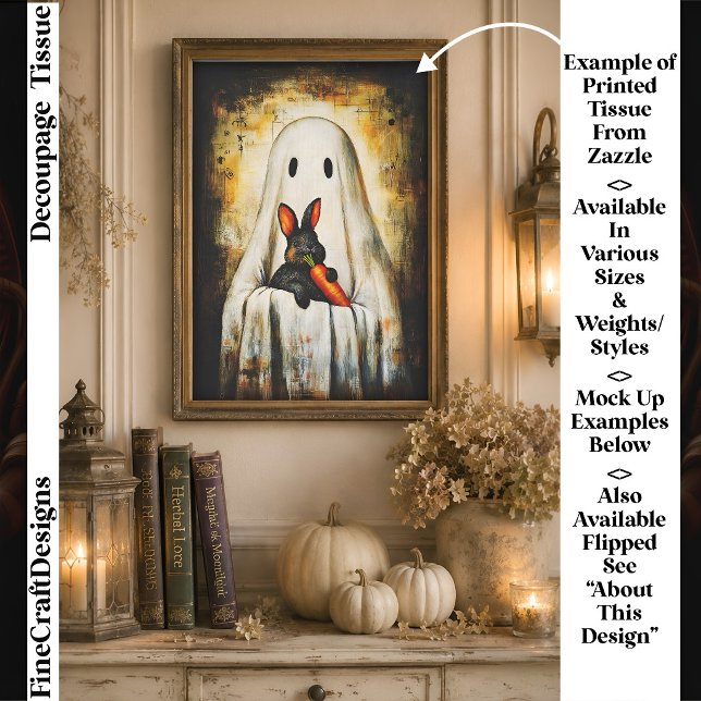 Cute Rustic Halloween Ghost & Bunny FS4R Decoupage Tissue Paper (Creator Uploaded)