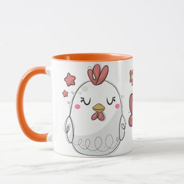 Cute Rustic Hand drawn Chickens Coffee Mug (Left)