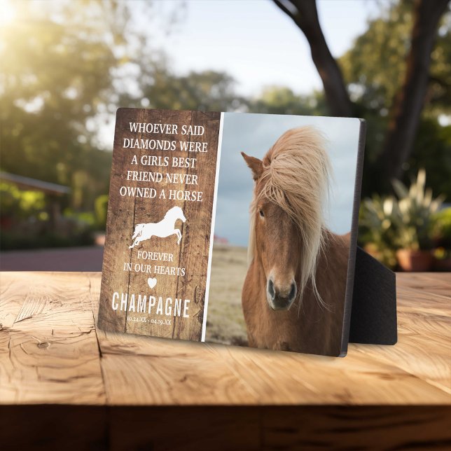 Cute Rustic Horse Memorial Photo Keepsake Plaque (Creator Uploaded)