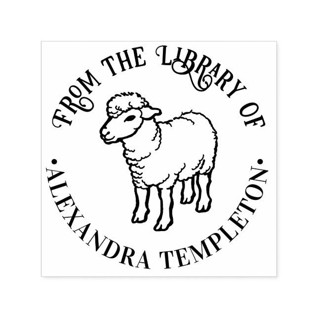 Cute Rustic Lamb Sheep Ewe Library Book Name Self-inking Stamp (Design)