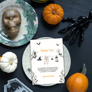Cute Rustic Little Boo Clothesline Baby Shower Thank You Card