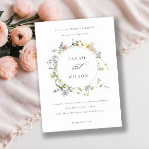 Cute Rustic Meadow Floral Wreath Wedding Invite