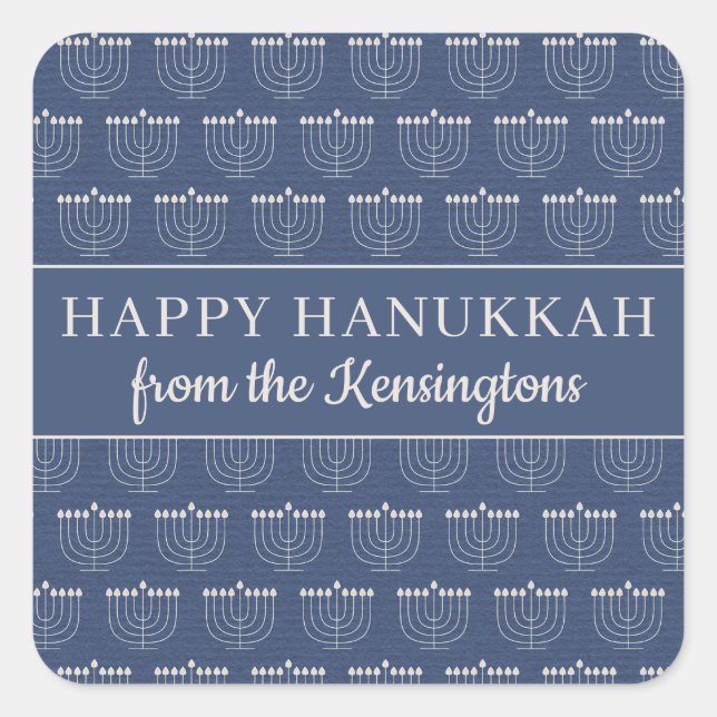 Cute Rustic Menorah Hanukkah Holiday Square Sticker (Front)