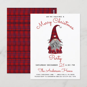 Cute Rustic Merry Christmas Gnome Party Invitation Postcard