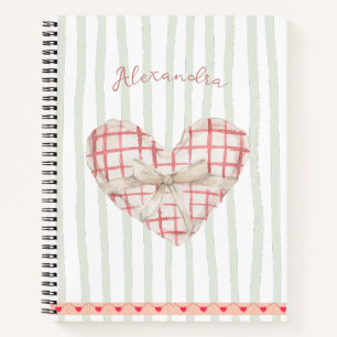 Cute rustic monogram Modern pastel heart Stripes Notebook