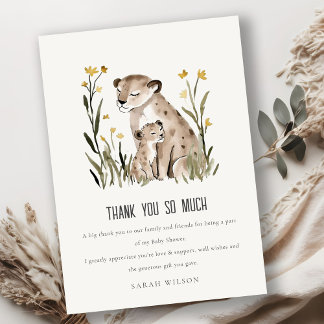 Cute Rustic Mum and Baby Tiger Foliage Baby Shower Thank You Card