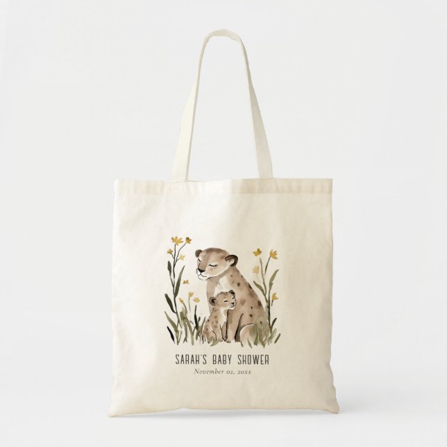 Cute Rustic Mum and Baby Tiger Foliage Baby Shower Tote Bag (Front)