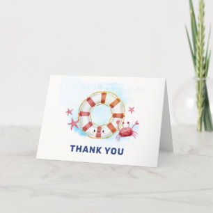 Cute Rustic Nautical Crab Starfish Baby Shower  Thank You Card