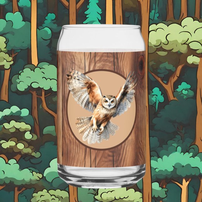 Cute rustic owl lovers Country Can Glass (Creator Uploaded)