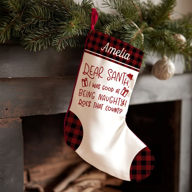 Cute Rustic Pattern Funny Letter To Santa Small Christmas Stocking (Creator Uploaded)