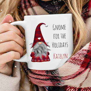 Cute Rustic Personalised Christmas Gnome Elf Coffee Mug