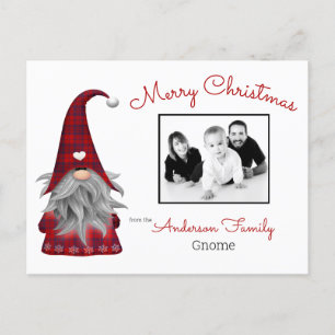 Cute Rustic Personalised Christmas Gnome Elf Holiday Postcard