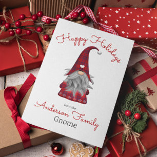 Cute Rustic Personalized Christmas Gnome Elf Holiday Postcard