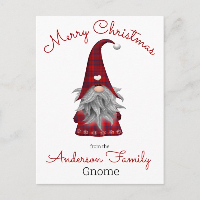 Cute Rustic Personalized Christmas Gnome Elf Holiday Postcard (Front)