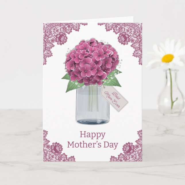 Cute Rustic Pink Floral Mother's Day Card (Small Plant)
