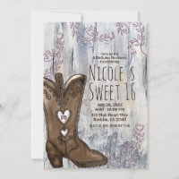 Cute Rustic Pink Heart Cowgirl Boots Sweet 16