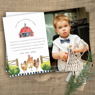 Cute Rustic Red Barn Chicken Farm Photo Birthday Thank You Card