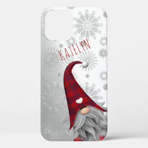 Cute Rustic Shiny Snowy Merry Christmas Gnome Case