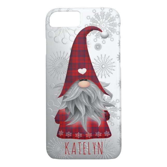 Cute Rustic Shiny Snowy Merry Christmas Gnome Case-Mate iPhone Case (Back)