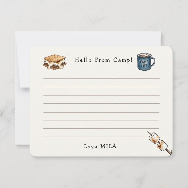 Cute Rustic Summer Camp watercolor  Card (Front)