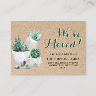 Cute Rustic Watercolor Cactus Moving Announcement