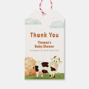 Cute Rustic Watercolor Holy Cow Farm Baby Shower Gift Tags