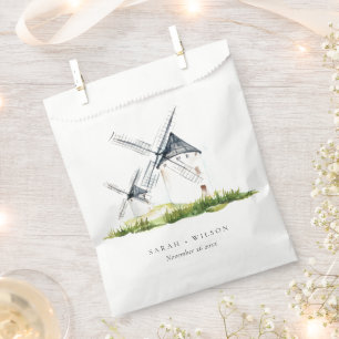 Cute Rustic Watercolor Windmill Farm Theme Wedding Favour Bags