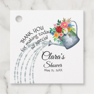 Cute Rustic Watering Can Floral Thank You Shower Favour Tags
