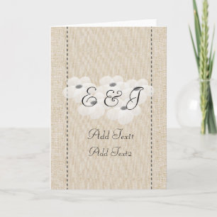 Cute Rustic White Anemone Blossom Monogrammed Card