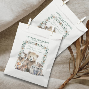 Cute Rustic Winter Woodland Animals Baby Shower Favour Bags