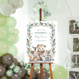 Cute Rustic Woodland Animals Baby Shower Poster