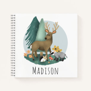 Cute Rustic Woodland Forest Animals Kids School Notebook