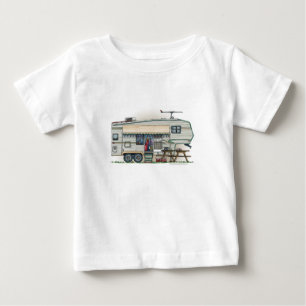 Cute RV Vintage Fifth Wheel Camper Travel Trailer Baby T-Shirt