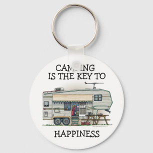 Cute RV Vintage Fifth Wheel Camper Travel Trailer Key Ring