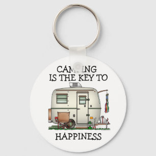 Cute RV Vintage Glass Egg Camper Travel Trailer Key Ring